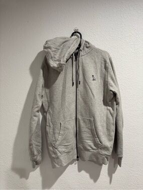 Ovo Light Gray Zip-Up Hoodie Sweater - Men's Casual Pullover